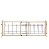 Wood Freestanding Pet Gate;  38"-71" Length Adjustable Dog Gate;  Safety Fence for Stairs Doorways;  Natural