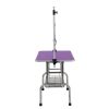46" Folding Dog Pet Grooming Table Stainless Steel Frame Rubber Mat on Board with Adjustable Arm and Clamps pet dog Cat Grooming Table (PURPLE COLOR)